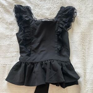 Black Ruffled Peplum Top